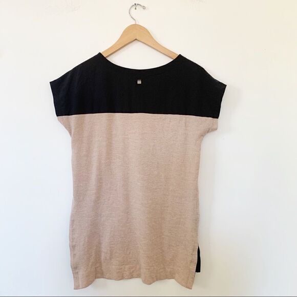 Lole Colour Block Black Tan Spilt Side Blouse - Picture 7 of 7